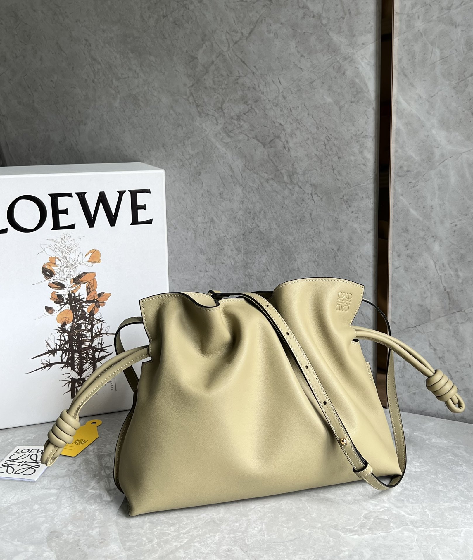 Loewe Medium Flamenco Clutch in Nappa Calfskin Dark Beige